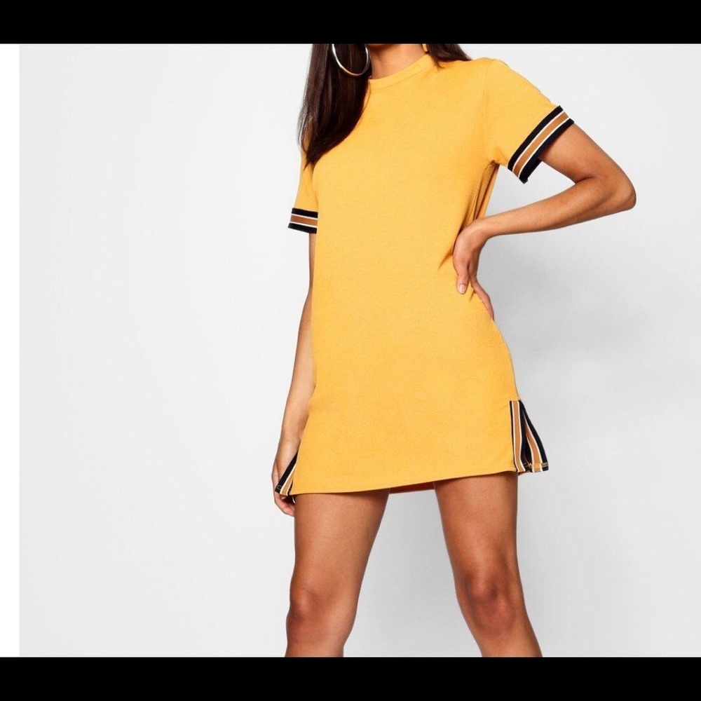 Boohoo Contrast Trim Split Side T-shirt Dress